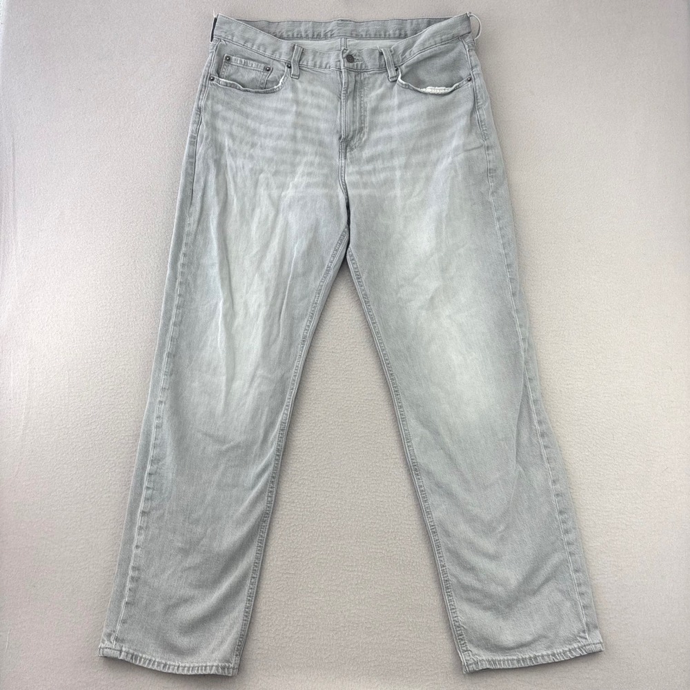 Old Navy Straight Leg Jeans Mens 35x30 Light Gray Denim Casual Classic